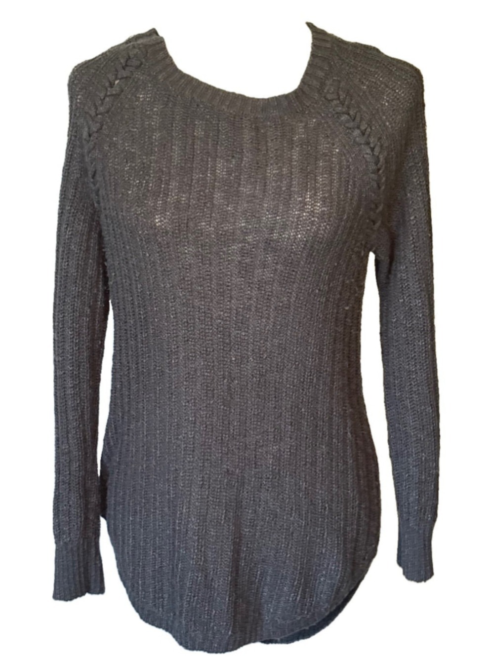 Pink Republic Sweater L Open Knit Braided Gray Forest Grunge Boho Fairycore